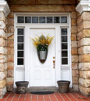 unique front door on modular home